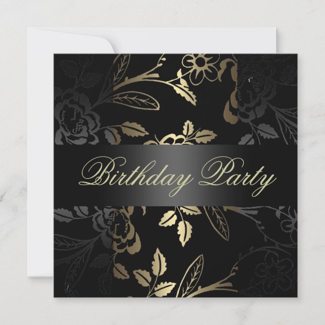 Elegante invitación de cumpleaños para diseño de f (Anverso)