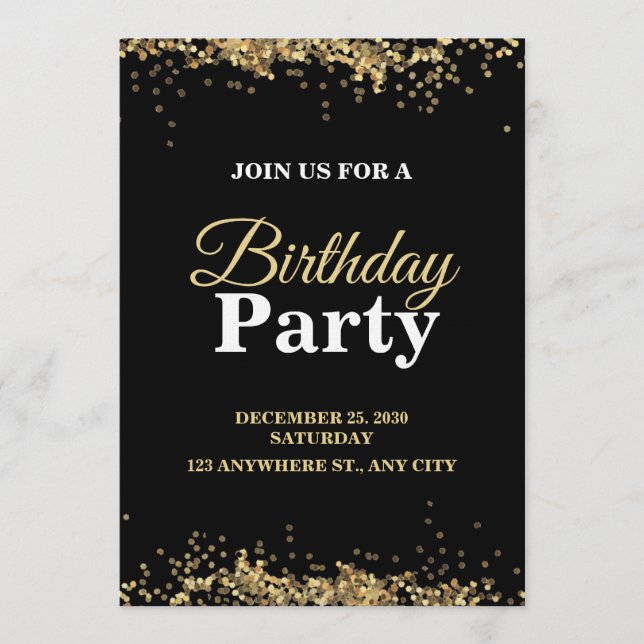 Elegante invitación de cumpleaños personalizable T (Anverso)