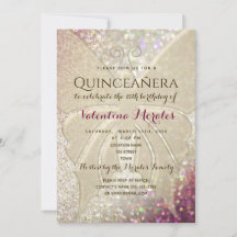 Elegante invitación de cumpleaños rosa y oro