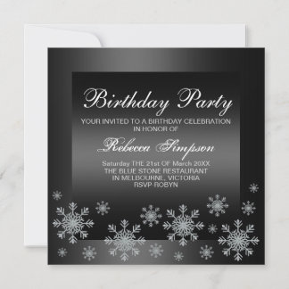 Elegante Invitación de Cumpleaños Snow Silver & Bl