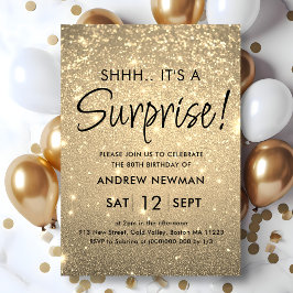 Elegante Invitación de cumpleaños sorpresa de oro