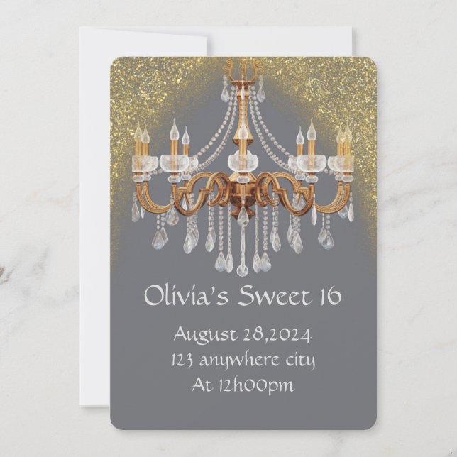 ELEGANTE INVITACIÓN DE CUMPLEAÑOS SWEET 16 (Anverso)