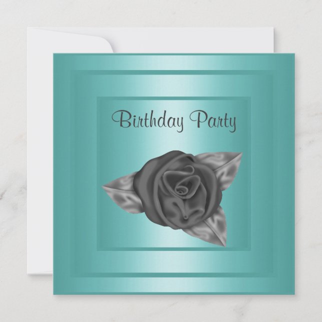 ELEGANTE INVITACIÓN DE CUMPLEAÑOS VERDE AZULADOS R (Anverso)