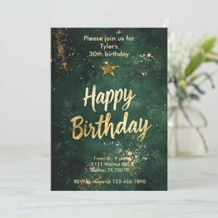 Elegante Invitación de cumpleaños verde y falso de