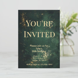 Elegante Invitación de cumpleaños verde y falso de