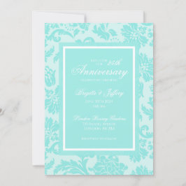 Elegante invitación de damasco teal para el 50 ani