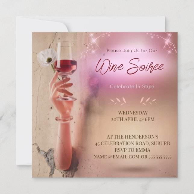 Elegante Invitación de Decoupage para Cóctel de Ga (Anverso)