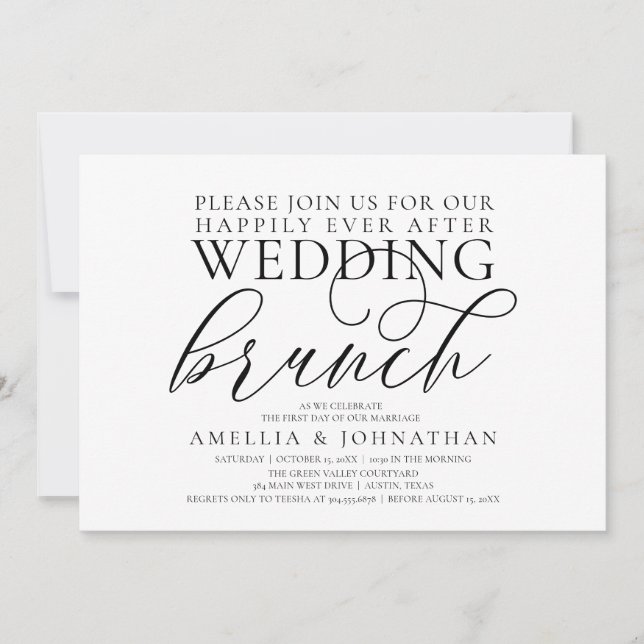 Elegante Invitación de Desayuno Brunch Post Boda c (Anverso)