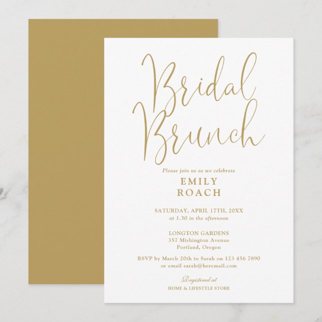 Elegante Invitación de Desayuno Nupcial con Letra  (Anverso / Reverso)