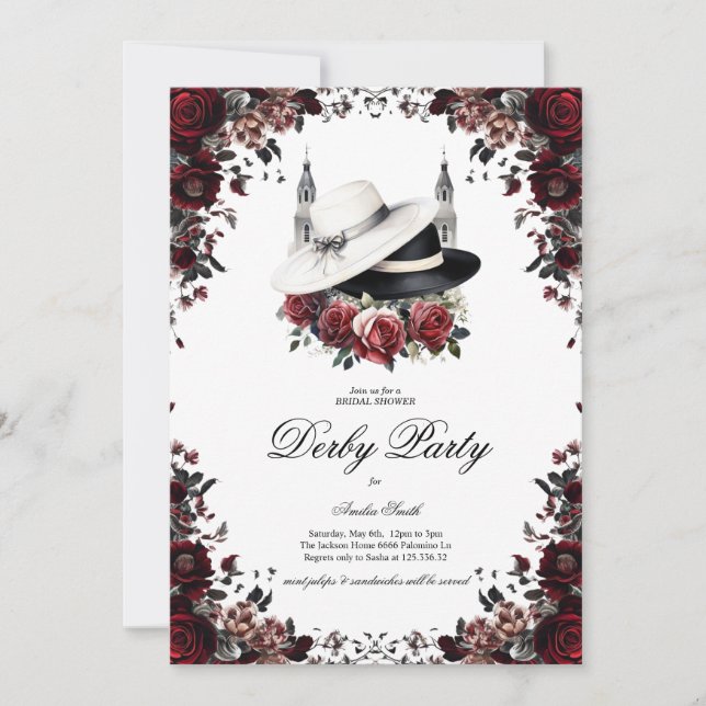 Elegante Invitación de Desayuno Nupcial del Derby  (Anverso)