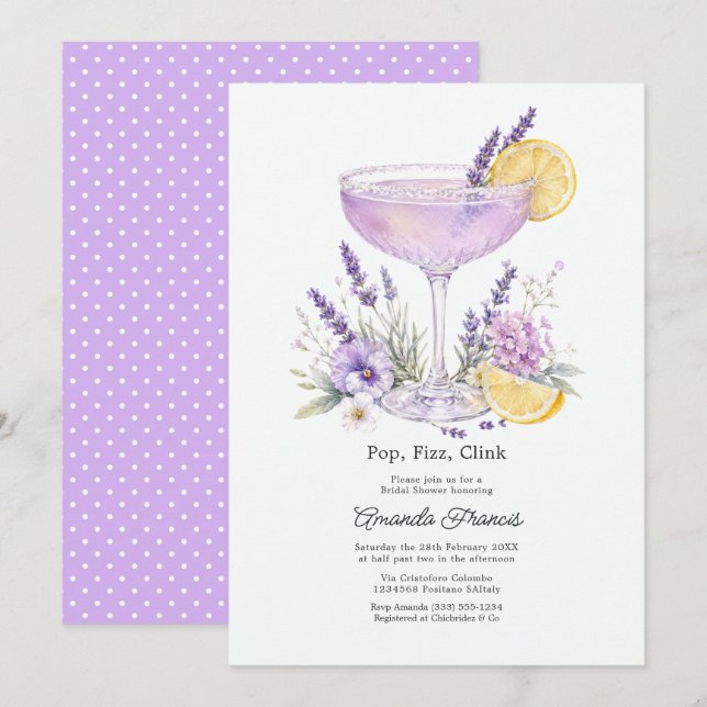 Elegante Invitación de Despedida de Soltera con Có (Anverso / Reverso)