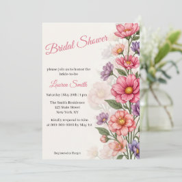 Elegante Invitación de Despedida de Soltera con Fl