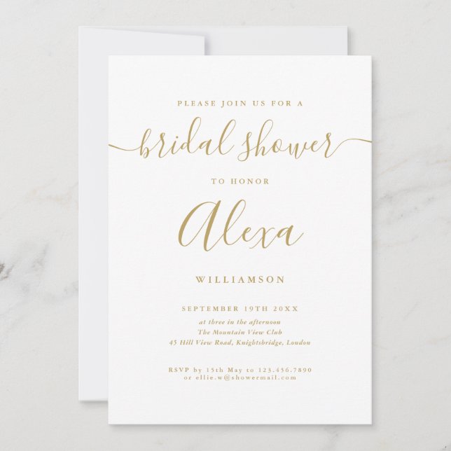 Elegante Invitación de Despedida de Soltera con Le (Anverso)