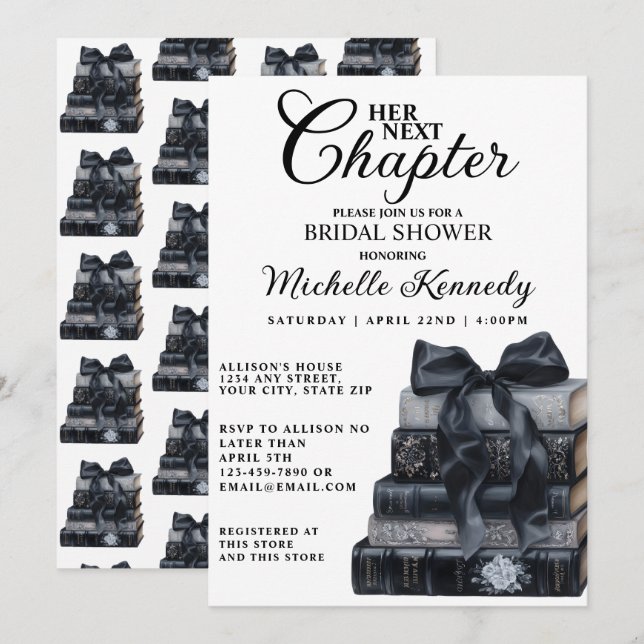 Elegante Invitación de Despedida de Soltera con Te (Anverso / Reverso)