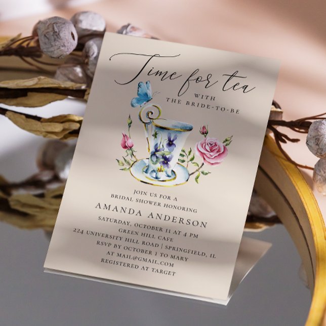 Elegante Invitación de Despedida de Soltera con Té (Subido por el creador)