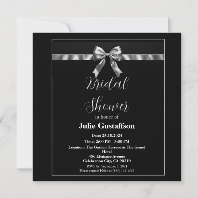 Elegante invitación de despedida de soltera en bla (Anverso)