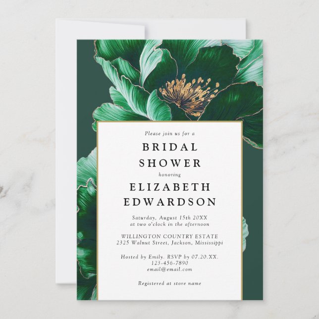 Elegante Invitación de Despedida de Soltera en Ver (Anverso)
