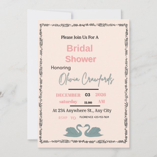 Elegante Invitación de Despedida de Soltera - Mode (Anverso)
