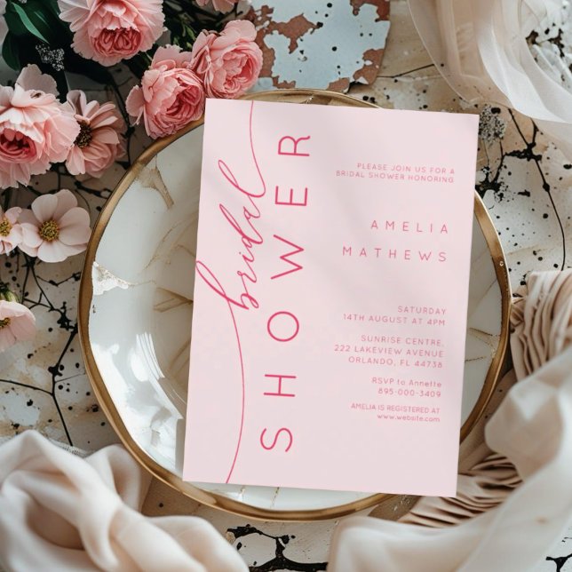 Elegante Invitación de Despedida de Soltera Rosa y (Subido por el creador)