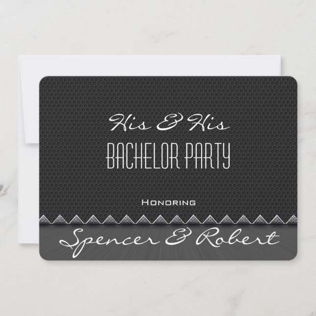 Elegante invitación de despedida de soltero "Él &  (Anverso)