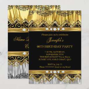Elegante invitación de diamante negro de color dor