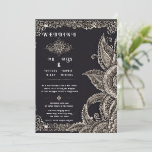 Elegante invitación de diseño de encaje floral