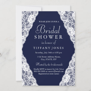 Elegante Invitación de ducha azul de la Marina de 