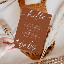 Elegante Invitación de Ducha de Bebé con Letra Mod