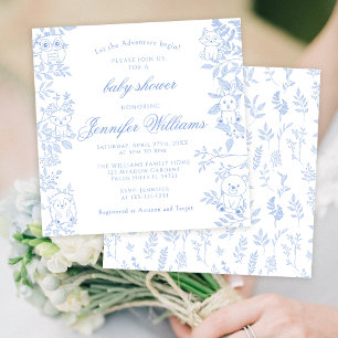 Elegante Invitación de Ducha de Bebé Niño con Líne