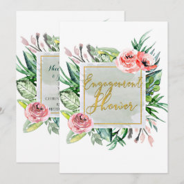 Elegante invitación de ducha de compromiso floral