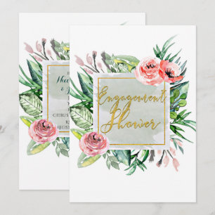 Elegante invitación de ducha de compromiso floral 