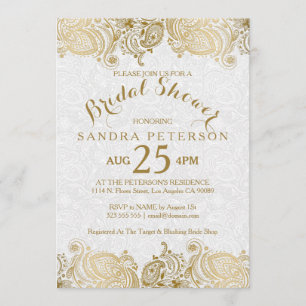 Elegante Invitación de ducha de novia con encaje d