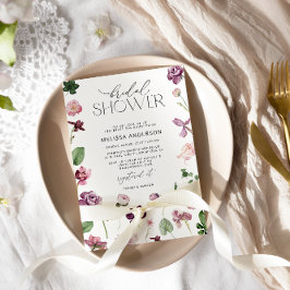 Elegante Invitación de ducha de novia con flores d