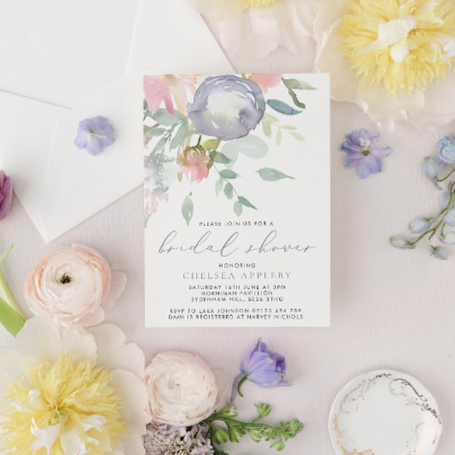 Elegante Invitación de ducha de novia con flores d (Subido por el creador)