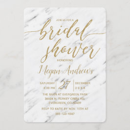 Elegante Invitación de ducha de novia de mármol bl