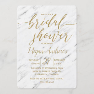 Elegante Invitación de ducha de novia de mármol bl
