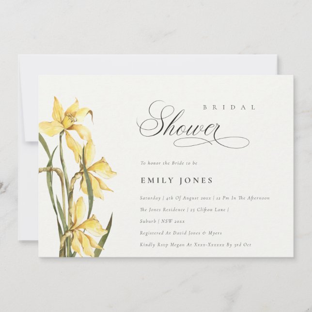 Elegante Invitación de ducha de novia dorada de co (Anverso)