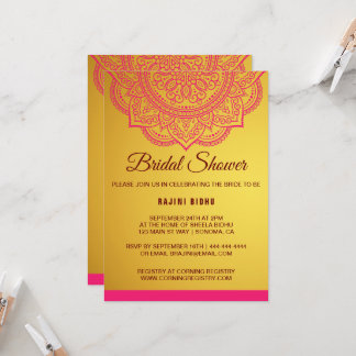 Elegante Invitación de ducha de novia dorada rosad