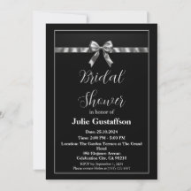 Elegante invitación de ducha de novia en blanco y 