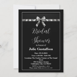 Elegante invitación de ducha de novia en blanco y