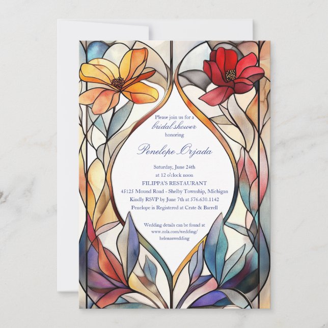 Elegante Invitación de ducha de novia floral (Anverso)