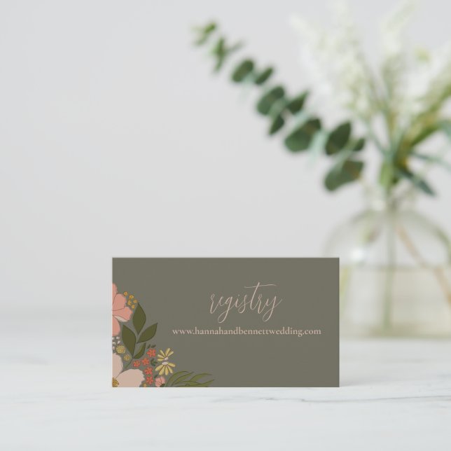 Elegante Invitación de ducha de novia floral (Anverso de pie)