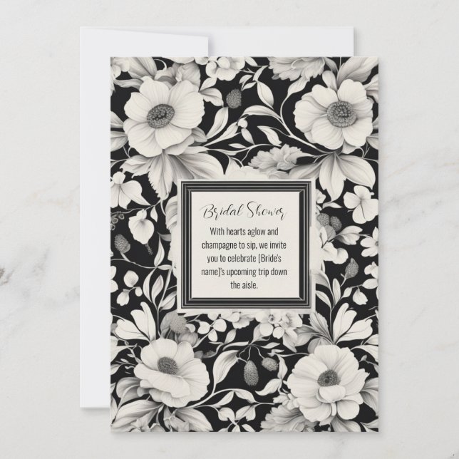 Elegante Invitación de ducha de novia floral (Anverso)