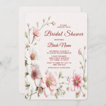 Elegante Invitación de ducha de novia floral blanc