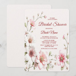 Elegante Invitación de ducha de novia floral blanc