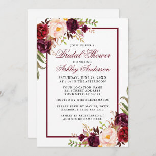 Elegante Invitación de ducha de novia floral borgo