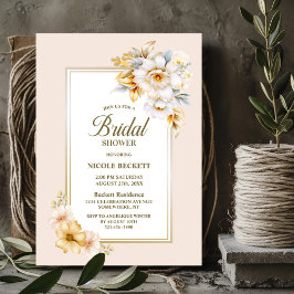 Elegante Invitación de ducha de novia floral de or