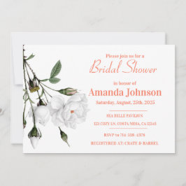Elegante Invitación de ducha de novia floral de ro