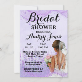 Elegante invitación de ducha de novia Lavendar