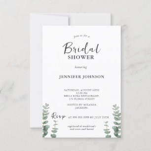 Elegante Invitación de ducha de novia verde de men